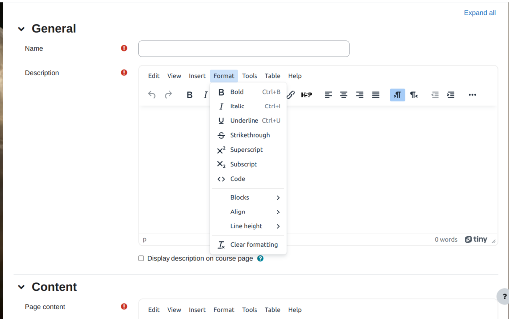 TinyMCE Editor Toolbar in Moodle 4.1 Pic 2